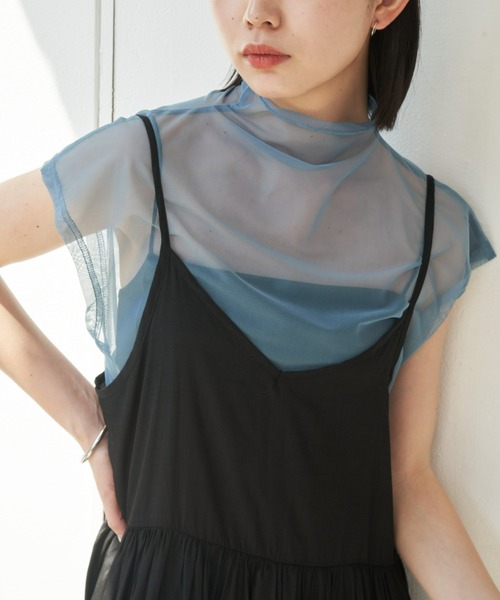Aunt Marie's(アントマリーズ)の「ハイネックシアーフレンチスリーブトップス(Tシャツ/カットソー・レディース・グリーン/ホワイト/ブルー/その他/ブラック・FREE)」の12枚目の写真