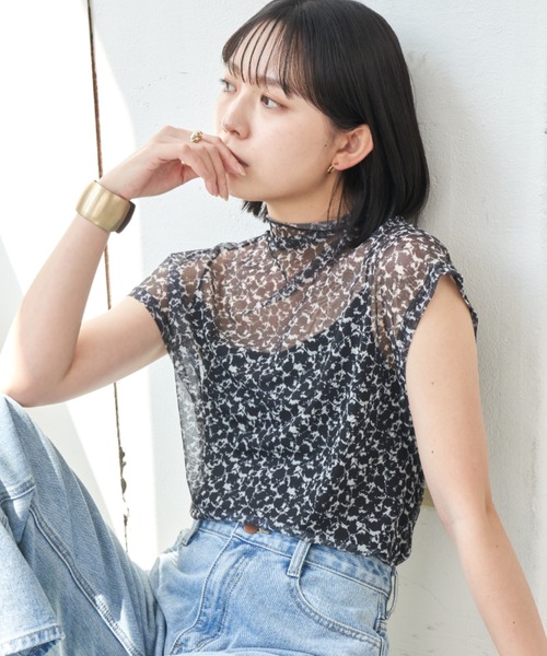Aunt Marie's(アントマリーズ)の「ハイネックシアーフレンチスリーブトップス(Tシャツ/カットソー・レディース・グリーン/ホワイト/ブルー/その他/ブラック・FREE)」の21枚目の写真