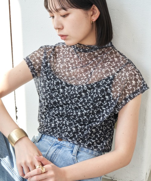 Aunt Marie's(アントマリーズ)の「ハイネックシアーフレンチスリーブトップス(Tシャツ/カットソー・レディース・グリーン/ホワイト/ブルー/その他/ブラック・FREE)」の17枚目の写真