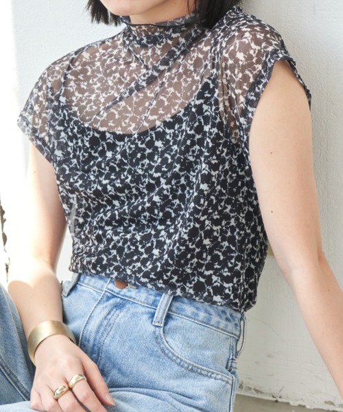 Aunt Marie's(アントマリーズ)の「ハイネックシアーフレンチスリーブトップス(Tシャツ/カットソー・レディース・グリーン/ホワイト/ブルー/その他/ブラック・FREE)」の18枚目の写真