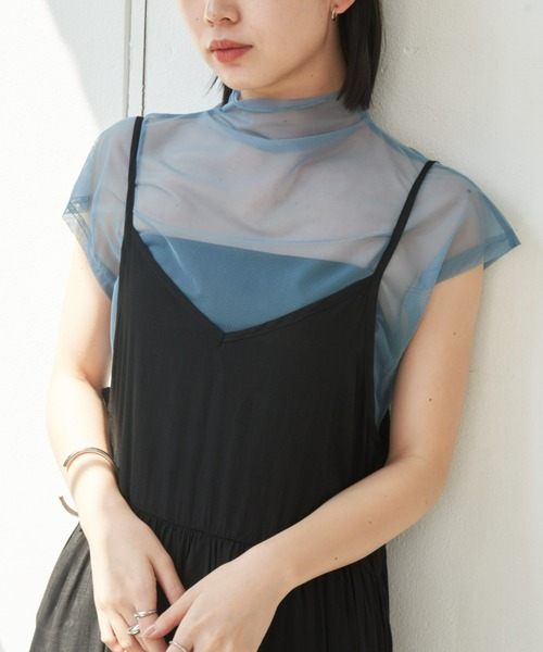 Aunt Marie's(アントマリーズ)の「ハイネックシアーフレンチスリーブトップス(Tシャツ/カットソー・レディース・グリーン/ホワイト/ブルー/その他/ブラック・FREE)」の13枚目の写真