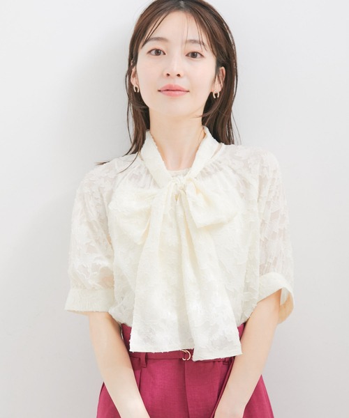 VIS（ビス）の「ボウタイ付きシアージャガードブラウス（シャツ/ブラウス・レディース・ブラック/サックスブルー/キナリ・FREE）」の8枚目の写真