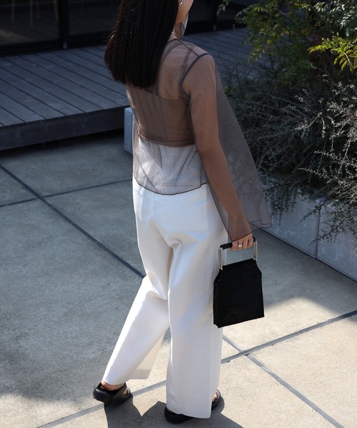 COMMRE（コムル）の「【前後2WAY】リボンチュールカーデ（シャツ/ブラウス・レディース・ミント/オレンジ/チャコールグレー・FREE）」の12枚目の写真