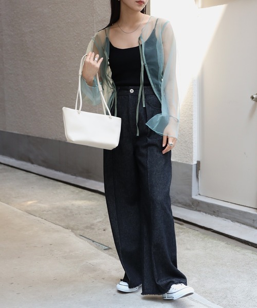 COMMRE（コムル）の「【前後2WAY】リボンチュールカーデ（シャツ/ブラウス・レディース・ミント/オレンジ/チャコールグレー・FREE）」の20枚目の写真