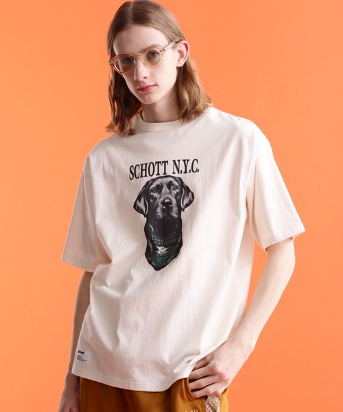 schott（ショット）の「Schott/ショット/SS T-SHIRT "LABRADOR RETRIEVER"/半袖 Tシャツ "ラブラドール レトリバー"（Tシャツ/カットソー・メンズ・グレー/ブラック/オフホワイト・L/XL/2XL/M）」の2枚目の写真