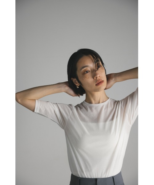 STYLEMIXER（スタイルミキサー）の「シアーバックシームT（Tシャツ/カットソー・レディース・ホワイト/ブラック/ベージュ/グレー・FREE）」の10枚目の写真