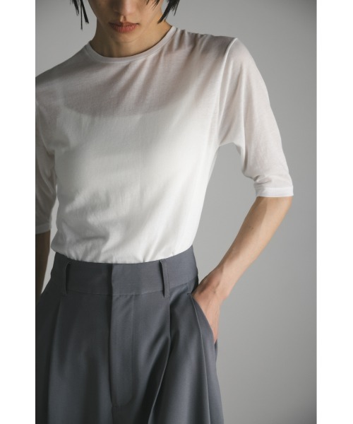 STYLEMIXER（スタイルミキサー）の「シアーバックシームT（Tシャツ/カットソー・レディース・ホワイト/ブラック/ベージュ/グレー・FREE）」の5枚目の写真