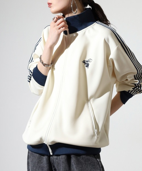 SUGGESTION(サジェッション)の「Ribbed color scheme line tracker / リブ配色ライントラッカー unisex(ジャージ・メンズ・パープル/チャコール/ワイン/ベージュ/ブラウン/クリーム・M/L)」の13枚目の写真