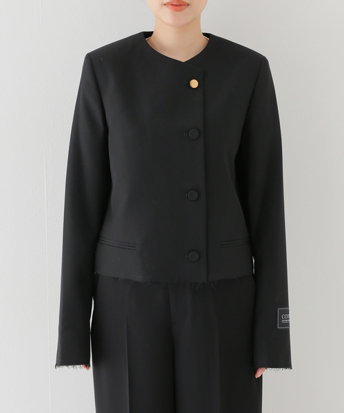 COVERT（コバート）の「【COVERT/コーベルト】CREW NECK JACKET（ノーカラージャケット・レディース・ブラック・36）」の2枚目の写真