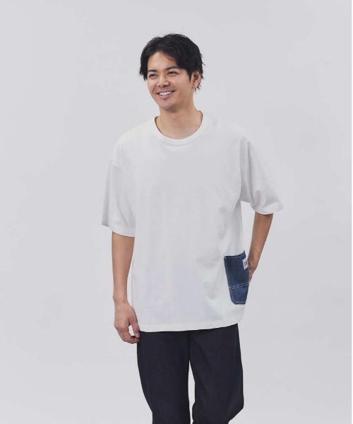 Lee（リー）の「【Lee】サイドデニムポケットＴ（Tシャツ/カットソー・メンズ・ホワイト・M/L/XL）」の9枚目の写真