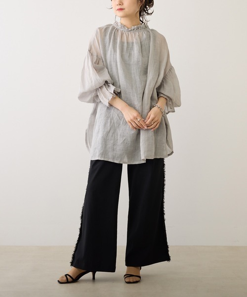 PUAL CE CIN（ピュアルセシン）の「【Du noir】ラミー2WAYリボンブラウス（シャツ/ブラウス・レディース・オフホワイト/ブルー/ブラック/ライトグレー・FREE）」の7枚目の写真