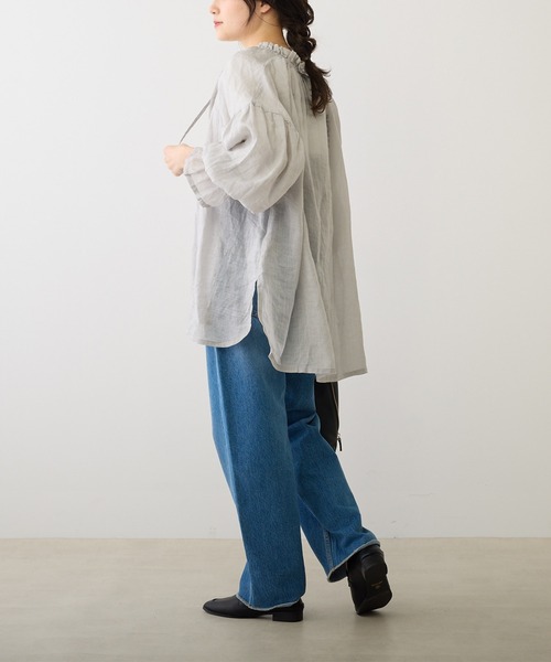 PUAL CE CIN（ピュアルセシン）の「【Du noir】ラミー2WAYリボンブラウス（シャツ/ブラウス・レディース・オフホワイト/ブルー/ブラック/ライトグレー・FREE）」の6枚目の写真