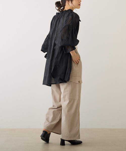 PUAL CE CIN（ピュアルセシン）の「【Du noir】ラミー2WAYリボンブラウス（シャツ/ブラウス・レディース・オフホワイト/ブルー/ブラック/ライトグレー・FREE）」の9枚目の写真