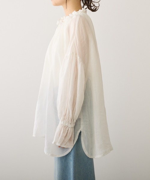 PUAL CE CIN（ピュアルセシン）の「【Du noir】ラミー2WAYリボンブラウス（シャツ/ブラウス・レディース・オフホワイト/ブルー/ブラック/ライトグレー・FREE）」の14枚目の写真