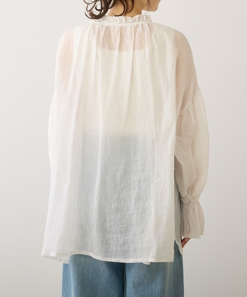 PUAL CE CIN（ピュアルセシン）の「【Du noir】ラミー2WAYリボンブラウス（シャツ/ブラウス・レディース・オフホワイト/ブルー/ブラック/ライトグレー・FREE）」の13枚目の写真