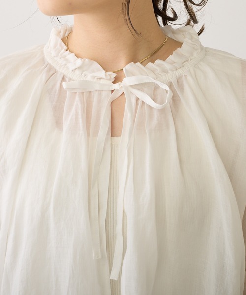 PUAL CE CIN（ピュアルセシン）の「【Du noir】ラミー2WAYリボンブラウス（シャツ/ブラウス・レディース・オフホワイト/ブルー/ブラック/ライトグレー・FREE）」の15枚目の写真