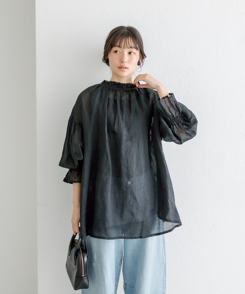 PUAL CE CIN（ピュアルセシン）の「【Du noir】ラミー2WAYリボンブラウス（シャツ/ブラウス・レディース・オフホワイト/ブルー/ブラック/ライトグレー・FREE）」の18枚目の写真