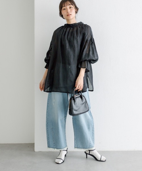 PUAL CE CIN（ピュアルセシン）の「【Du noir】ラミー2WAYリボンブラウス（シャツ/ブラウス・レディース・オフホワイト/ブルー/ブラック/ライトグレー・FREE）」の20枚目の写真