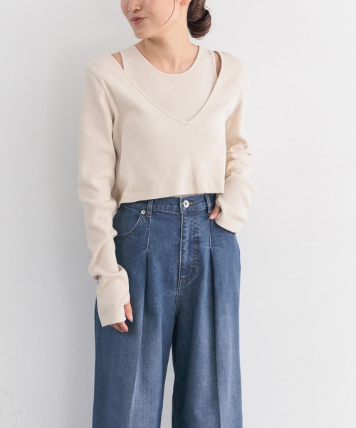 LEPSIM(レプシィム)の「【FOR I SERIES】レイヤード2Pテレコプルオーバー 194161(Tシャツ/カットソー・レディース・ブラック/ライトパープル/グレイッシュベージュ・FREE)」の3枚目の写真