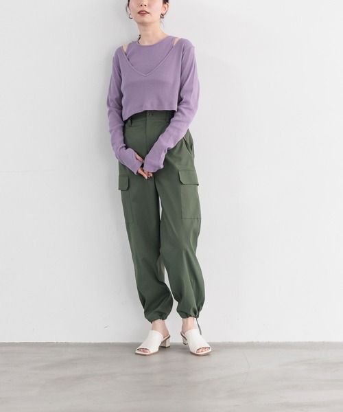 LEPSIM(レプシィム)の「【FOR I SERIES】レイヤード2Pテレコプルオーバー 194161(Tシャツ/カットソー・レディース・ブラック/ライトパープル/グレイッシュベージュ・FREE)」の18枚目の写真