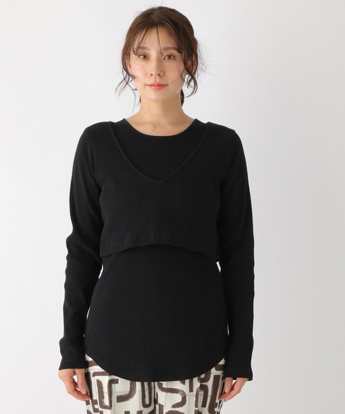 LEPSIM(レプシィム)の「【FOR I SERIES】レイヤード2Pテレコプルオーバー 194161(Tシャツ/カットソー・レディース・ブラック/ライトパープル/グレイッシュベージュ・FREE)」の19枚目の写真