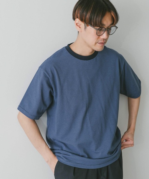 URBAN RESEARCH DOORS（アーバンリサーチドアーズ）の「ミジンボーダークルーネックショートスリーブタフTシャツ（Tシャツ/カットソー・メンズ・グリーン系その他/オレンジ系その他/ブルー系その他・MEDIUM/LARGE）」の3枚目の写真