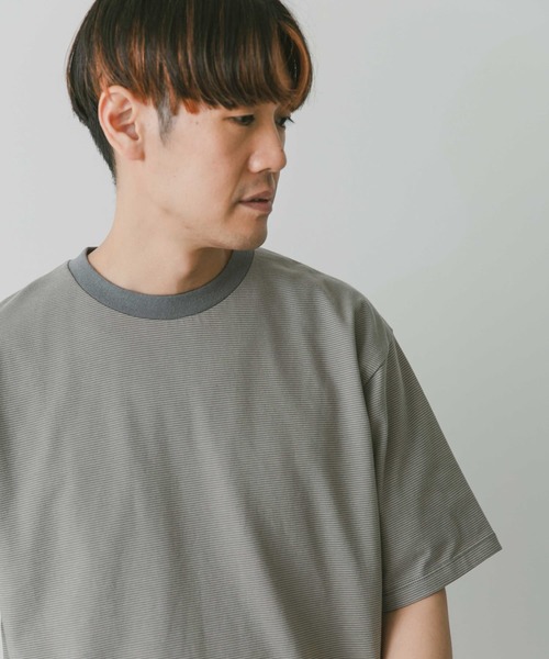 URBAN RESEARCH DOORS（アーバンリサーチドアーズ）の「ミジンボーダークルーネックショートスリーブタフTシャツ（Tシャツ/カットソー・メンズ・グリーン系その他/オレンジ系その他/ブルー系その他・MEDIUM/LARGE）」の7枚目の写真