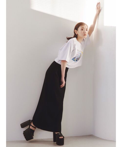 MURUA（ムルーア）の「アシメスリットニットスカート（スカート・レディース・ブラック/モカ・FREE）」の5枚目の写真