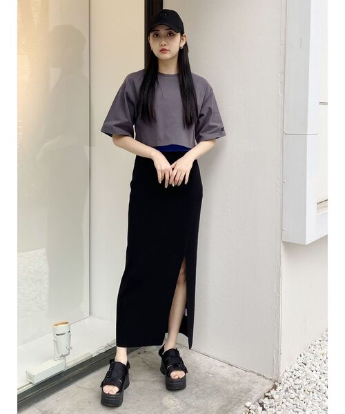 MURUA（ムルーア）の「アシメスリットニットスカート（スカート・レディース・ブラック/モカ・FREE）」の6枚目の写真