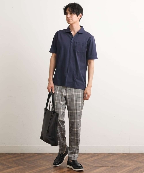 a.v.v(アーヴェヴェ)の「【軽撥水/接触冷感】チェック柄スマートスラックス(アンクル丈)(スラックス・メンズ・サンドベージュ/ホワイト/グレー/ベージュ・46/48/50/44)」の5枚目の写真