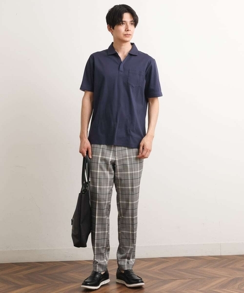 a.v.v(アーヴェヴェ)の「【軽撥水/接触冷感】チェック柄スマートスラックス(アンクル丈)(スラックス・メンズ・サンドベージュ/ホワイト/グレー/ベージュ・46/48/50/44)」の6枚目の写真