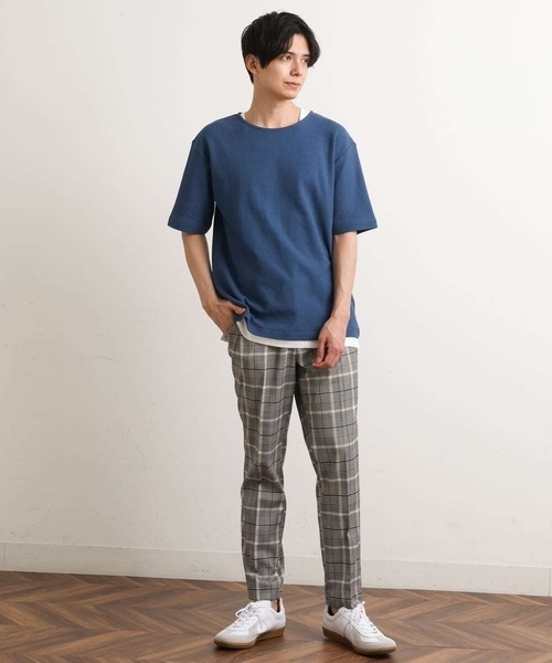 a.v.v(アーヴェヴェ)の「【軽撥水/接触冷感】チェック柄スマートスラックス(アンクル丈)(スラックス・メンズ・サンドベージュ/ホワイト/グレー/ベージュ・46/48/50/44)」の7枚目の写真