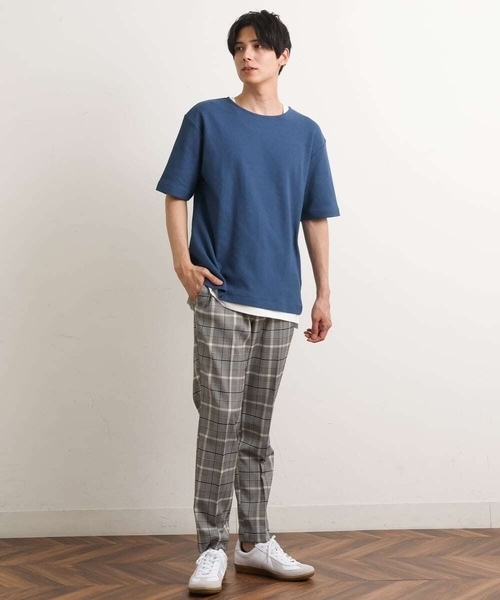 a.v.v(アーヴェヴェ)の「【軽撥水/接触冷感】チェック柄スマートスラックス(アンクル丈)(スラックス・メンズ・サンドベージュ/ホワイト/グレー/ベージュ・46/48/50/44)」の8枚目の写真