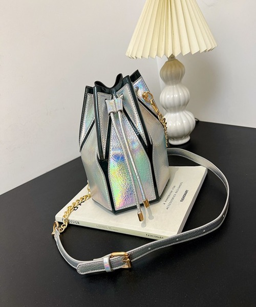 Burner（バーナー）の「【OKUOKU　0909】巾着型  ショルダーバッグ oku-bag-696834510069-28 U（ショルダーバッグ・レディース・シルバー/ゴールド・FREE）」の2枚目の写真