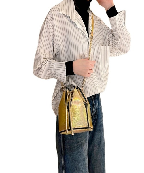 Burner（バーナー）の「【OKUOKU　0909】巾着型  ショルダーバッグ oku-bag-696834510069-28 U（ショルダーバッグ・レディース・シルバー/ゴールド・FREE）」の3枚目の写真