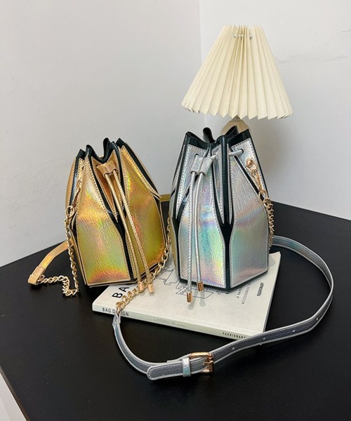 Burner（バーナー）の「【OKUOKU　0909】巾着型  ショルダーバッグ oku-bag-696834510069-28 U（ショルダーバッグ・レディース・シルバー/ゴールド・FREE）」の4枚目の写真