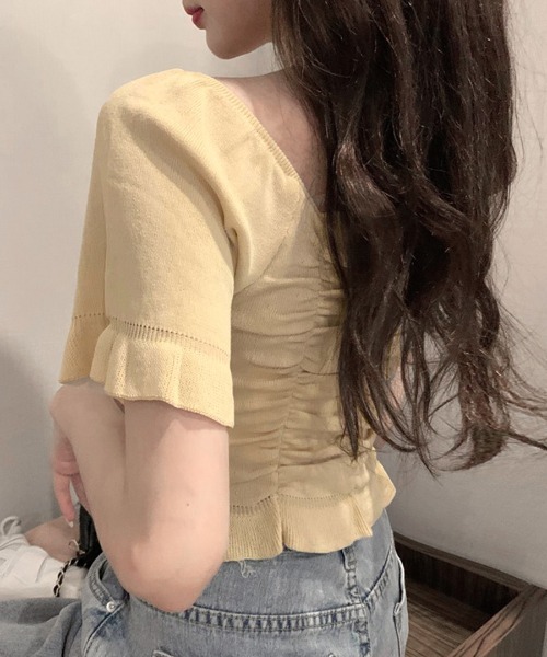machatt のシャーリングトップス シャーリングトップス（クリーム） | MACHATT ONLINE STORE