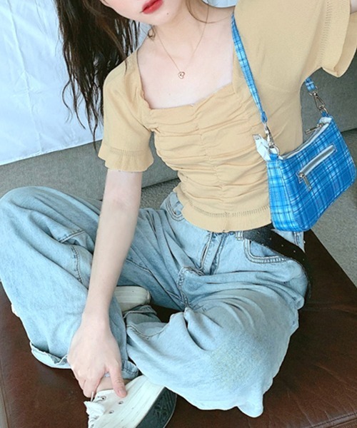Riff（リフ）の「シャーリングトップス（Tシャツ/カットソー・レディース・ホワイト/ベージュ/マスタード/ピンク/ブラック・M）」の18枚目の写真