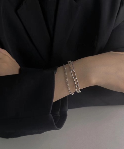 Ressaca（レサーカ）の「レイヤードシルバーチェーンブレスレットバングル ユニセックス（ブレスレット・メンズ・シルバー系その他/シルバー系その他2/シルバー・FREE）」の6枚目の写真