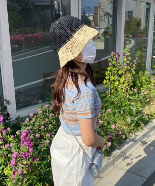 nemne store（ネンネストア）の「《Delfy》バイカラーペーパーハット（ハット・レディース・グレー/ブラック/ベージュ・フリー）」の7枚目の写真