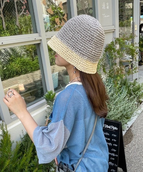 nemne store（ネンネストア）の「《Delfy》バイカラーペーパーハット（ハット・レディース・グレー/ブラック/ベージュ・フリー）」の10枚目の写真
