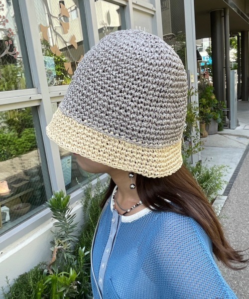 nemne store（ネンネストア）の「《Delfy》バイカラーペーパーハット（ハット・レディース・グレー/ブラック/ベージュ・フリー）」の9枚目の写真