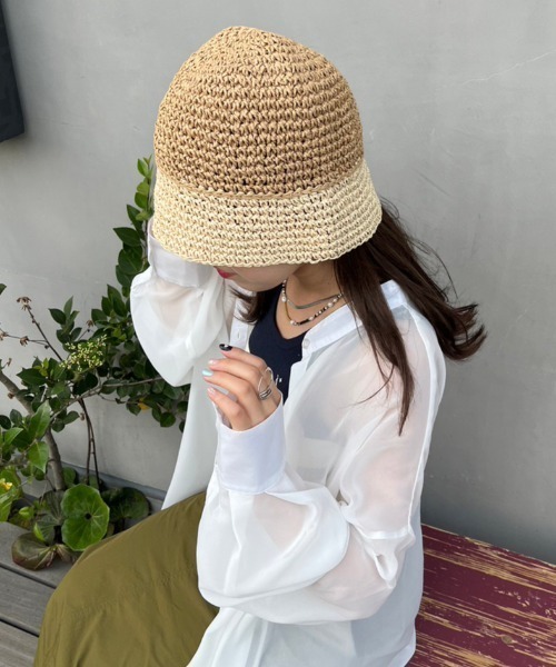 nemne store（ネンネストア）の「《Delfy》バイカラーペーパーハット（ハット・レディース・グレー/ブラック/ベージュ・フリー）」の11枚目の写真