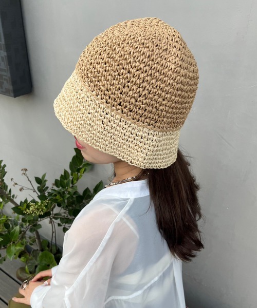 nemne store（ネンネストア）の「《Delfy》バイカラーペーパーハット（ハット・レディース・グレー/ブラック/ベージュ・フリー）」の12枚目の写真