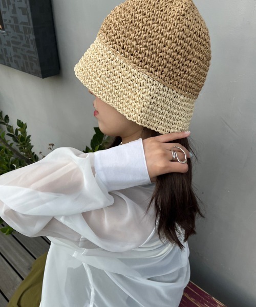 nemne store（ネンネストア）の「《Delfy》バイカラーペーパーハット（ハット・レディース・グレー/ブラック/ベージュ・フリー）」の13枚目の写真