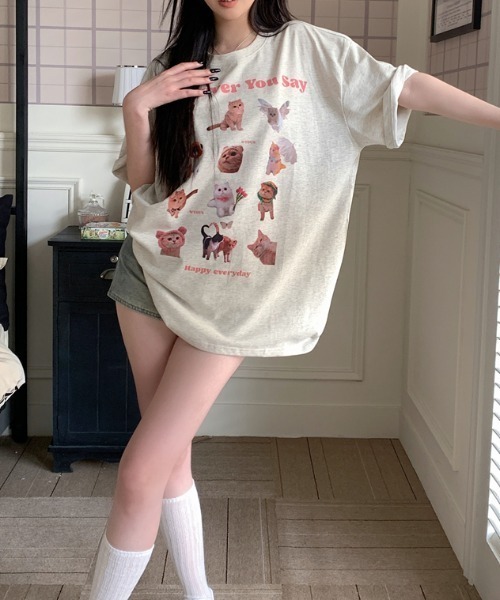 Vipoa(ヴィポア)の「Cat collage design oversize tee(Tシャツ/カットソー・レディース・オートミール・FREE)」の16枚目の写真