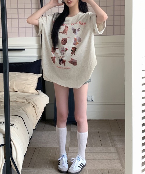 Vipoa(ヴィポア)の「Cat collage design oversize tee(Tシャツ/カットソー・レディース・オートミール・FREE)」の19枚目の写真