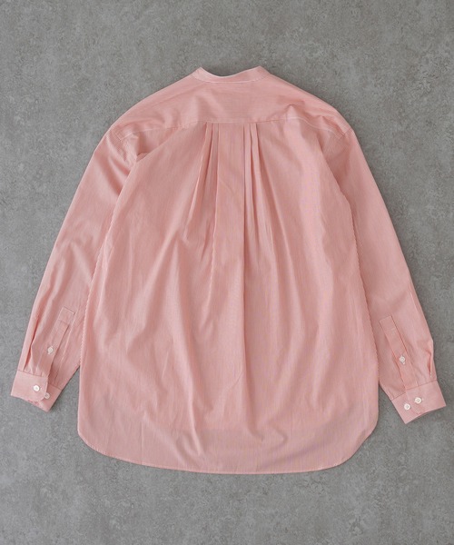 BRICK & SONS（ブリックアンドサンズ）の「リラックスバックプリーツシャツ＜オレンジシングルストライプ＞（シャツ/ブラウス・メンズ・オレンジ・XS/S/M/L）」の3枚目の写真