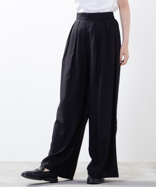 NAVY(ネイビー)の「UVカット クールタッチ インドファブリック レーヨンワイドパンツ(その他パンツ・レディース・グリーン/ネイビー/ブルー/ブラック/カーキ・M/L)」の2枚目の写真