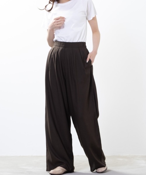 NAVY(ネイビー)の「UVカット クールタッチ インドファブリック レーヨンワイドパンツ(その他パンツ・レディース・グリーン/ネイビー/ブルー/ブラック/カーキ・M/L)」の7枚目の写真